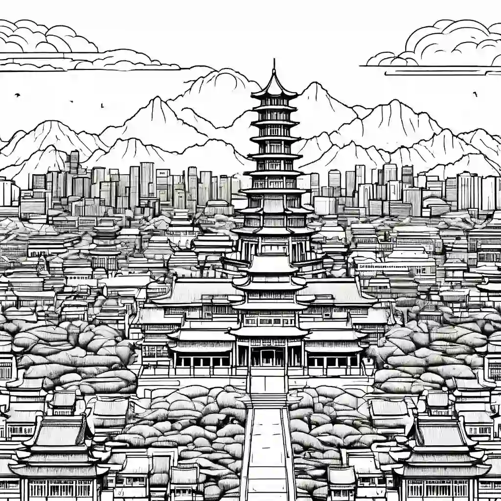Beijing Skyline coloring pages